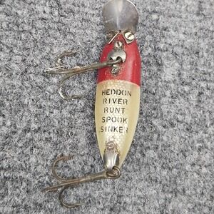 Vintage 50s Heddon River Runt Spook Sinker Fishing Lure Red White Old School